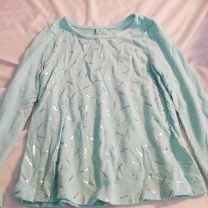 Mint colored long sleeve shirt with silver emb